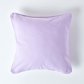 Homescapes - 100% Cotton Plain Mauve Filled Cushion - 45 x 45 cm Square - 18 x 18 Inches - Mauve Purple - 100% Cotton Cover Well Filled Pad - Washable