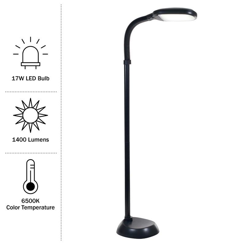 Lavish Home Adjustable LED Floor Lamp with Bendable Neck -