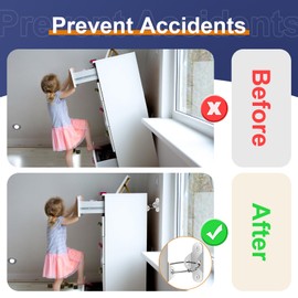 Furniture Anchors (6 Pack) for Baby Proofing, Furniture Straps Anti Tip Furniture Anchor Securing Keep Baby Pet Safety from Falling Furniture, Metal White Earthquake Straps