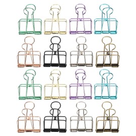 Tissting 16 Pcs Binder Clips,8 Colors Hollow Design,Paper Binder Clips,Paper Clamps for Office, Home, School(L,1.9 * 2.6in)