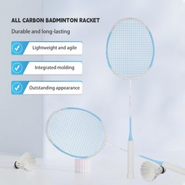 Badminton Racket Set,Badminton Rackets,Ultra Lightweight Composite Carbon Fiber 8u (64g) Durable One-Piece Racket,Including 2 Rackets,2 Shuttlecocks,and 1 Bag