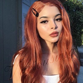 variouswig All Kinds of Everyday Natural Wigs Synthetic Lace Front Wigs Side Part Long Body Wave Heat Resistant Synthetic Wigs for Women Cosplay Party (Brown red)