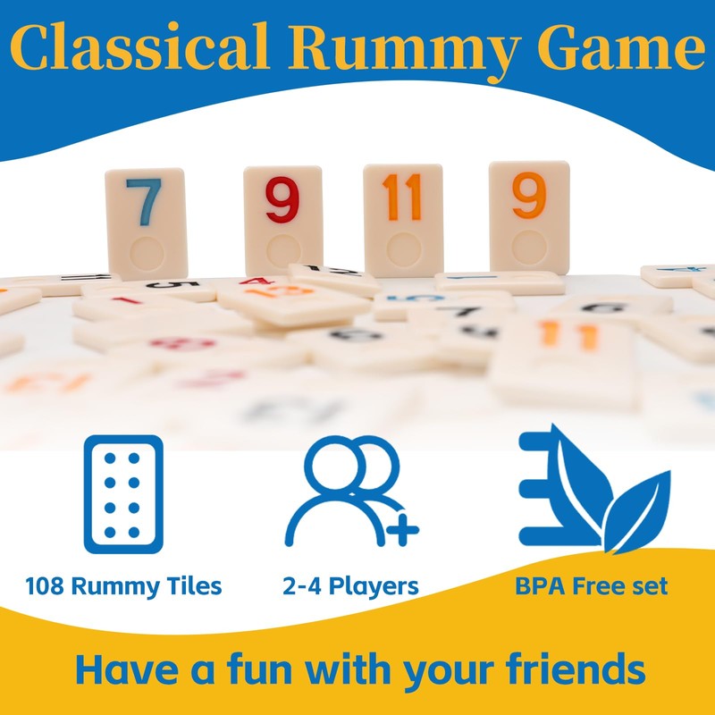 Doreimi Upgraded Rummy Cube Game Set 4 Players with 4