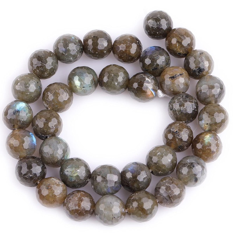 (12mm/Gray) - GEM-inside Labradorite Gemstone Loose Beads Natural 12mm Round