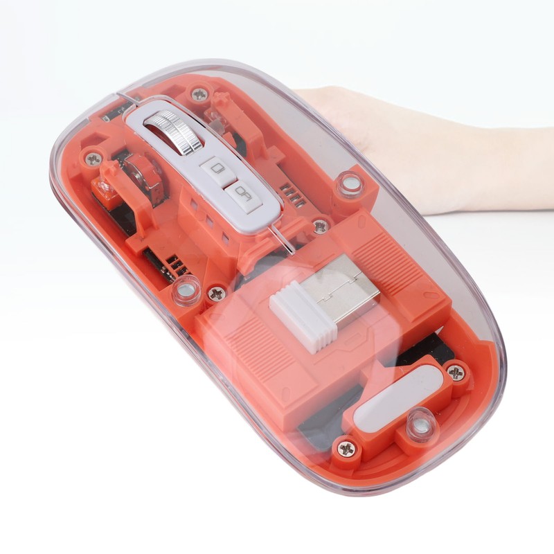 Transparent Computer Mouse 2.4G BT1 BT2 Tri Mode USB Rechargeable