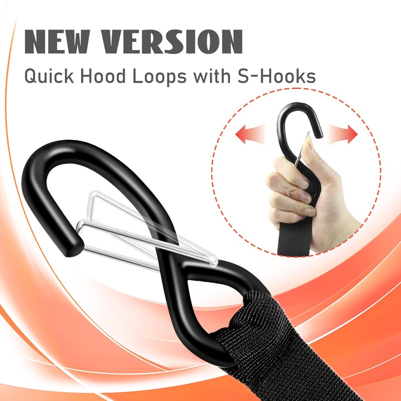 Quick Hood Loops,4 Pack Trunk Anchor Kayak Tie Downs with