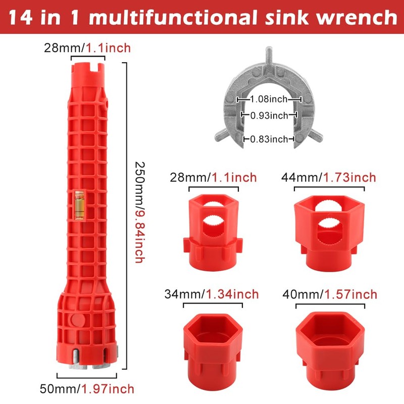 ELEGICKLIP 14-in-1 Multi-functional Wrench Faucet Sink Installer Tool for Toilets