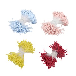 LINTRA 1400 Stück Etwa Staubgefäße für Blumen, Runde Streichholzköpfe Staubblatt Kunstblume, 4 Farben Staubblätter zum Basteln, für Geeignet zum Basteln von Blumensträußen, Schmuckzubehör