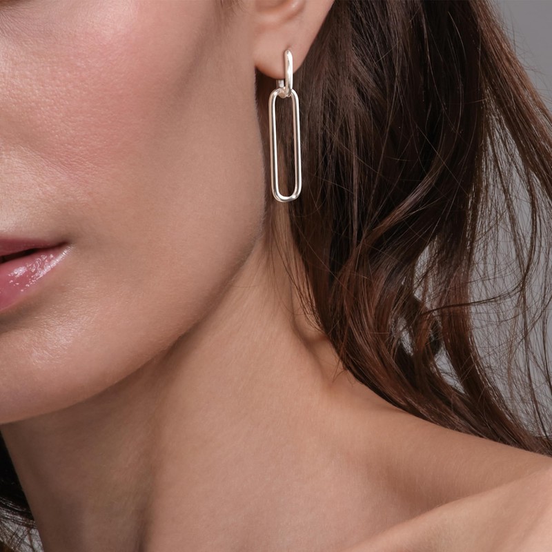 ALEXCRAFT 925 Sterling Silver Hoop Earrings for Women Dangling Double