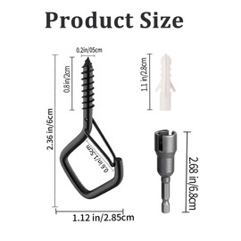 EYVRPAU Pack of 15 Screw Hooks, Stainless Steel with Safety Clasp, Screw Hooks, Ceiling Hooks, Hook Screws for Hanging Plant Baskets, Christmas Decoration, Fairy Lights (Black)