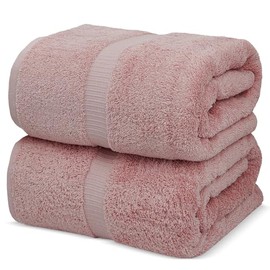 Towel Bazaar Premium Cotton Super Soft and Absorbent Turkish Towels (2-Piece Bath Sheet Towel, Pink)