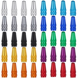 40 Pieces Presta Valve Caps, 10 Colors Bike Valve Cap, Aluminum Presta Valve Cover for Presta/French Valves Bike Tire Caps MTB Road Racing Bicycle, Hybrid Bike, Fat Bike, E-Bike, Rocket Style