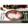 Grace Teaware Poinsettia Pine Cone Plaid Fine Porcelain 10.5-inch Dinner