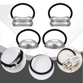 Yuanchu Metal Hair Ties, 4 PCS Metal Gold Hair Cuffs for Ponytails Geometric Elastic Ties Accessories Glossy Arch Wrap Women(Silver)