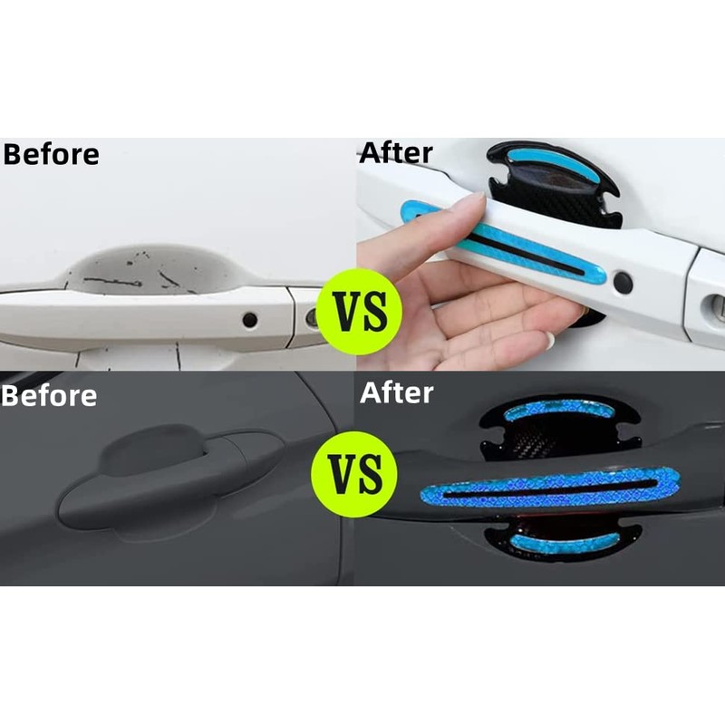 8Pieces Universal 3D Carbon Fiber Auto Door Handle Scratch Protection