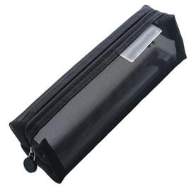 KICHOUSE Transparent Pencil Case Mesh Pen Holder for Students Lightweight Nylon Stationery Bag Practical Organizer for School Supplies Black Design
