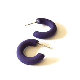 Navy Blue Matte Lucite Hoop Earrings | Vintage Secretary Hoops - SEC-BL-1