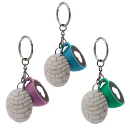 Shell Shaped Key Rings with Coffee Cup, Mexican Sweet Bread, Traditional Souvenirs, Set of 3 Pieces, Beige, CH, Beige, CH