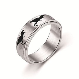 COLORFUL BLING Stainless Steel Cool Punk Dinosaurs Ring Cute Tyrannosaurus Anti Anxiety Ring for Women Men Stress Relief Rotatable Finger Jewelry-tyrannosaurus 8