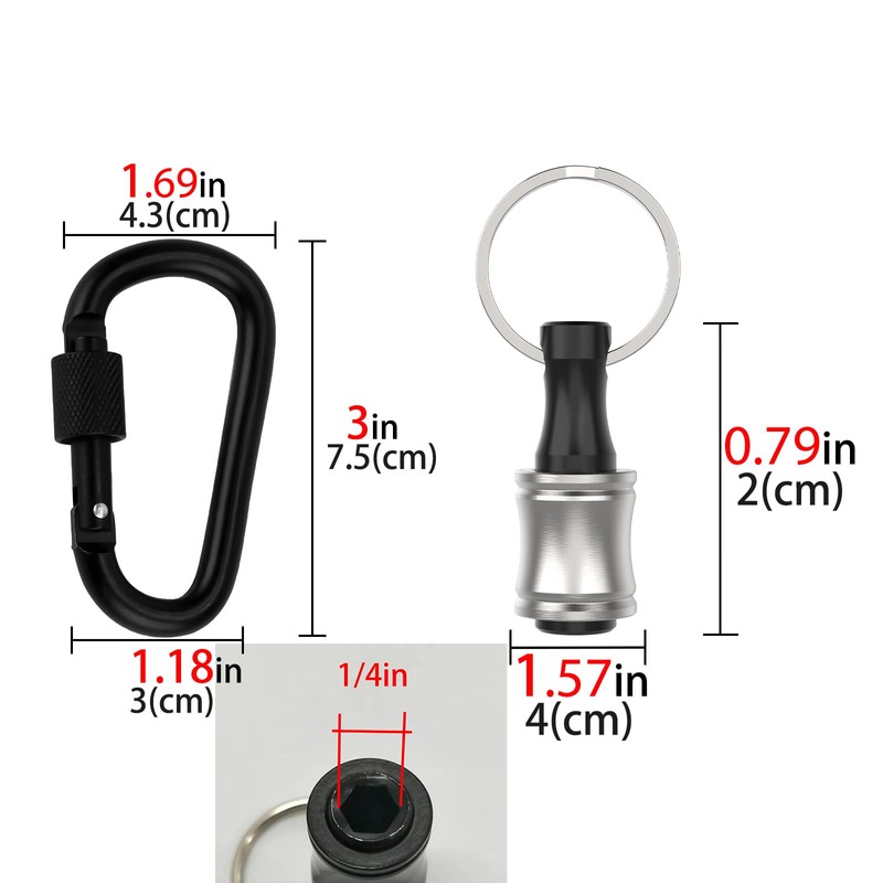 LUEXBOX 1/4 Inch Bit Holder Keychain, Hex Screwdriver Bits Holder