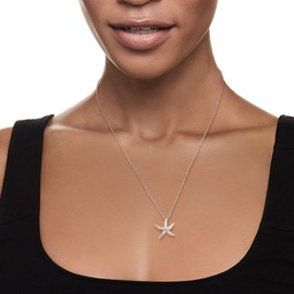 Ross-Simons 0.25 ct. t.w. Diamond Starfish Pendant Necklace in Sterling Silver. 18 inches