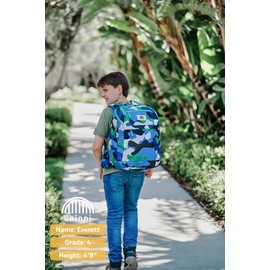 uninni 16" Kid's Backpack for Girls and Boys Age 6+ with Padded, and Adjustable Shoulder Straps. Fits for Height 3'9" Above Kids (Camouflage Blue/Green)