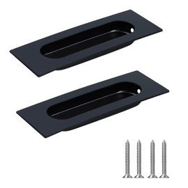 Septe 2 Pack 120mm Flush Sliding Closet Door Pulls, Pocket Door Handles,recessed Door Pull(Black)