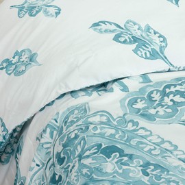 ROYALE LINENS Aruba Paisley, Ultra-Soft and Breathable, 5-Piece Full/Queen Comforter Set, Blue