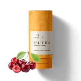 Prime Tea Amaretto/Cherry - Exquisite Fruit Tisane, Premium Organic Loose Leaf, Delicious Herbal Tea Mix, Natural & Vegan, Caffeine-Free, Perfect for Hot & Iced Tea Enjoyment - 3 Ounce Gift Size