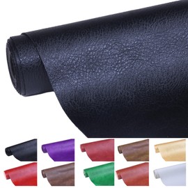 HGUAN Solid Color Soft Black Faux Leather Fabric 12"x53" (30cm X 135cm) for Handmade DIY, Leather Earrings, Keychain Sewing Projects (Black)