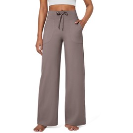 G4Free Yoga Pants with Pockets for Women Wide Leg Sweatpants Workout Lounge Pants Loose Winter(Taupe,XL,Regular)