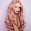Angle Lucky Peach Pink Wig for Women Synthetic Lace Front