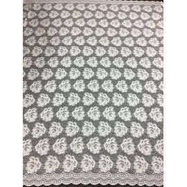 Flower Scallop Lace Non-Stretch Polyester Fabric (Off White)