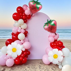 Hyballustw Strawberry Decorations,Daisy balloons with Strawberry Balloons for Berry First Birthday Decor Baby Shower Decorations