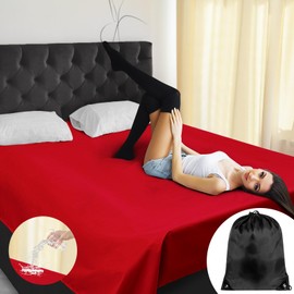 Tisancy Love Waterproof Red Bed Blanket 78.7'' x 81.9'' with Storage Bag, Lightweight Blanket Queen Size Mattress Protector Valentine's Day Party Gift Mattress Protector