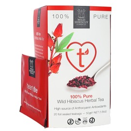 Wild Hibiscus Heart Tea | Premium Herbal Blend with Hibiscus & Botanicals (1.1 oz) | Caffeine-Free Wellness Tea | Rich in Flavor & Antioxidants [Pack of 6]