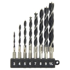 E-Value EDS-3HEX Hexagonal Shaft Woodworking Drill Set, Set of 8