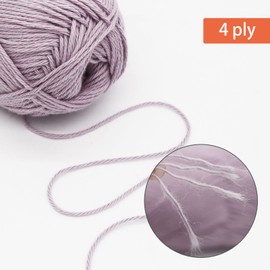 Pretty Jolly 4 Skeins Soft Baby Yarn 100% Cotton Yarn for Crochet Knitting 4 Ply Yarn Blanket Yarn for DIY Craft Fingering Weight Yarn Total Length 4×175ysd/4×50g-Purplish Grey