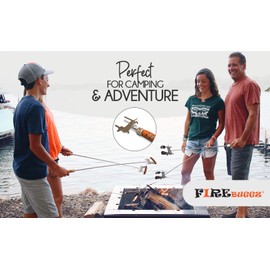 FIREBUGGZ Smores Skewers - Campfire Roasting Telescoping Smores Sticks Up To 34" - Stainless Steel Sausage Skewers, 4 Piece