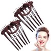 Brown Bandette Comb, 2Pcs Bandette Combs With Elastic Band, Elastic