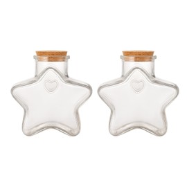 ROHIJALE 2 Packs 200ml Star Shaped Glass Jar with Cork Lid Clear Decorative Bottle Star Glass Bottles for DIY Crafts, Candy, Party Favors, Wedding Gifts, Storage & Home Decor