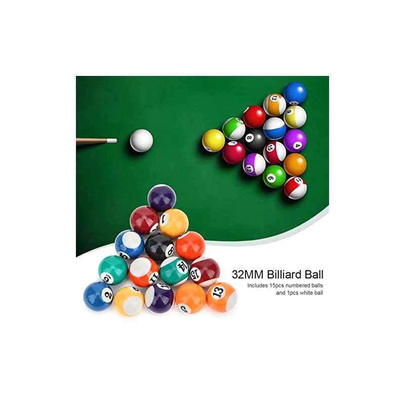 GOTOTOP 16PCS 32MM Mini Pool Ball Billiard Set,Resin Kids Pool