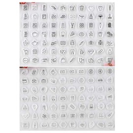Kwan Crafts 2 Sheets Different Style Daily Life Pattern Clear Stamps for Card Making Decoration and DIY Scrapbooking