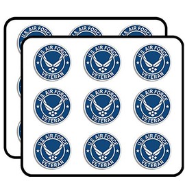 Round US AIR Force Veteran - USAF Military Troops Vet i Served Sticker for Scrapbooking, Calendars, Arts, Album, Bullet Journals 2" 18 Pack