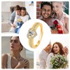 Heart Stone Ring - Adjustable Heart Rings with Cubic Zirconia,Open