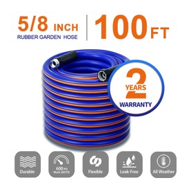 Garlephant garden hose 100 ft x 5/8Inch, Hybrid Rubber water hose, Durable, Anti-UV, Sturdy, No-Leakage, Lightweight, Flexible, Heavy Duty garden hoses with Swivel Handle