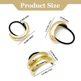 YUZNA 3 Stück Haarmanschetten für Pferdeschwanz,Metall Haar Manschette Haargummi,Punk Haar Halter Ponytail Cuff für Feines Haar Zubehör (Gold)