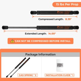 14 inch Gas Spring 15 lbs Gas Strut SX140P15, 14" Gas Prop Spring Shock Lift for Camper Shell Pickup Truck Rear Topper Window Pickup Cap Canopy Door Tool Box Lid, 2 Pack by PAMAGOO