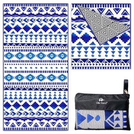 Elite Trend XL Toalla de playa para viajes, extragrande, 78 x 35 pulgadas con bolsa, microfibra ligera, compacta, suave, de secado rápido, última intervensión de arena, para natación, piscina, camping, yoga, entrenamiento, Aztech