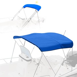 Cerumute 3 Bow Bimini Top Replacement Canvas with Stern Light Hole and Storage Boot, 900D Heavy Duty Waterproof Bimini Top Canvas Only Without Frame, 6'L 61"-66" W Blue